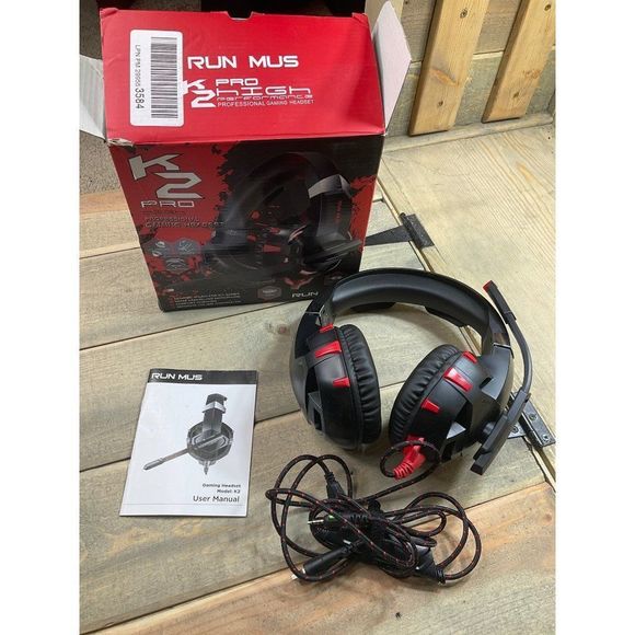𝅺k2 Pro Run Mus High Performance Professional Gaming Headset Red Open Box New - Picture 6 of 6